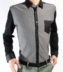 红杉树灰色条纹长袖衬衫